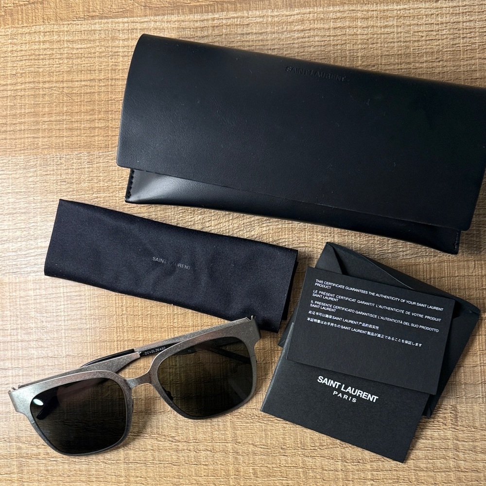 Saint Laurent Black and Gray Sunglasses Set